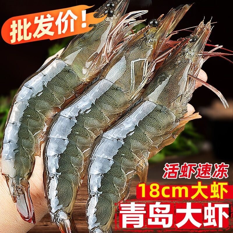 青岛大虾鲜活速冻基围虾特大号冷冻白虾新鲜白对虾海鲜水产批发