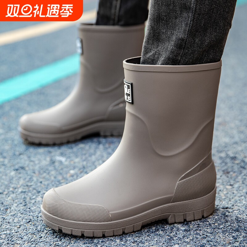 2025德系水鞋男款防水中筒外卖骑手专用雨靴男士厨房洗车雨鞋胶鞋
