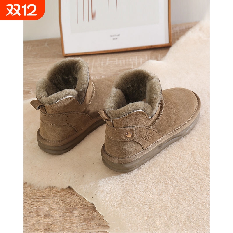 牛皮羊毛雪地靴女2025新款冬季皮毛一体加绒防滑保暖棉鞋防水毛绒