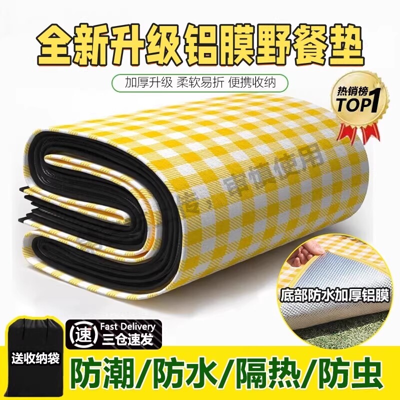 野餐垫户外防潮垫防水加厚便携徒步沙滩垫便携露营野炊草坪地垫子