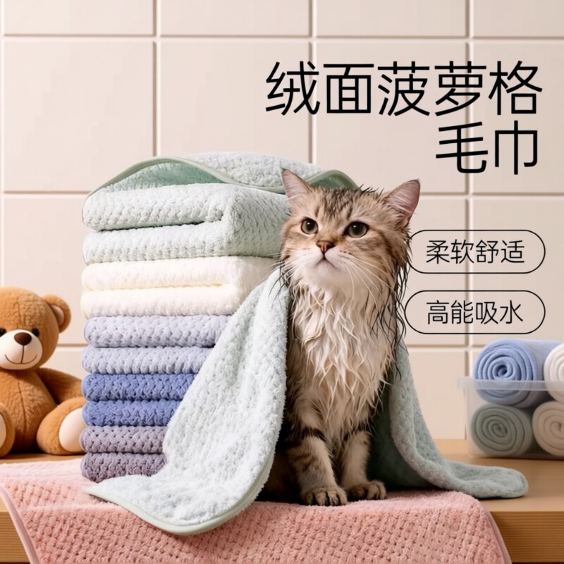 宠物吸水毛巾浴巾加厚速干泰迪比熊狗狗猫咪擦澡巾不粘毛洗澡用品