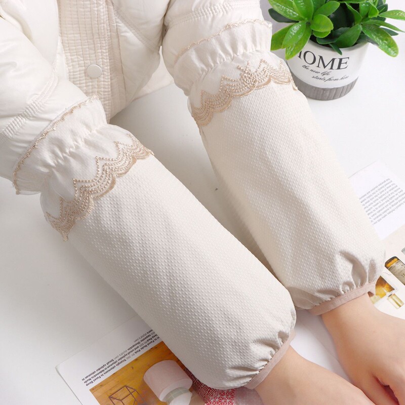 秋冬长款羽绒服袖套套袖韩版时尚成人蕾丝防污护袖家务耐脏袖头