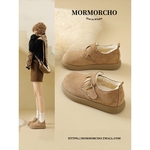 赵露思同款加绒勃肯鞋女鞋带后跟冬季一脚蹬平底休闲鞋软底豆豆鞋