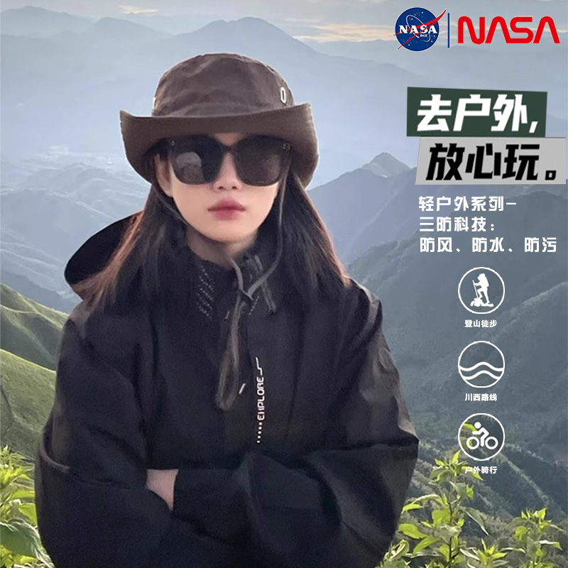 NASA户外冲锋衣外套女款春秋季宽松三合一防风防水情侣登山夹克男