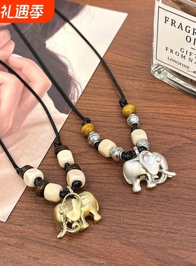 银色小象项链高级感轻奢小众气质设计精致配饰秋冬链卫衣链毛衣