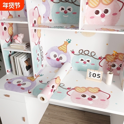 桌面贴纸防水自粘墙纸卡通桌贴