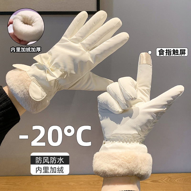 兔子耳朵手套女冬季骑车冬款可爱保暖触屏骑行女士电动车加绒冬天