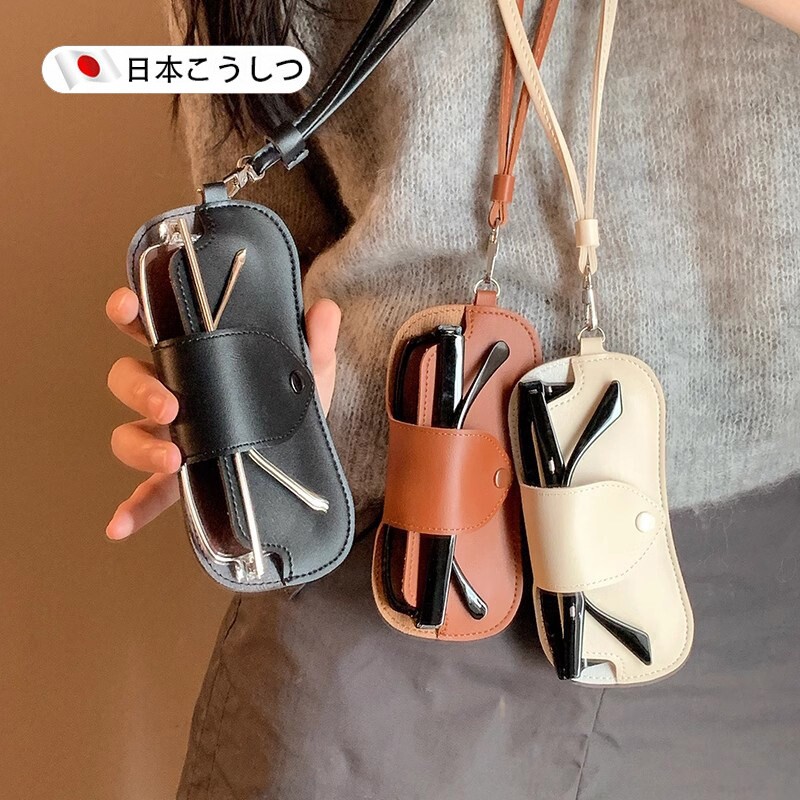 皮革外出便捷眼镜收纳袋保护套挂脖项链女长款毛衣链配饰挂绳墨镜