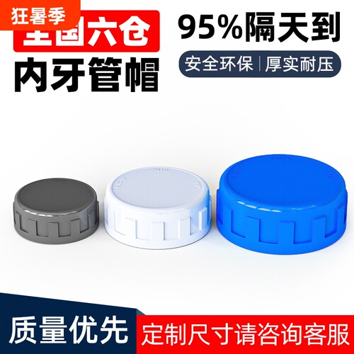 PVC内牙管帽内丝内螺纹管堵给水管件塑料配件4分6分1寸40 50 2寸