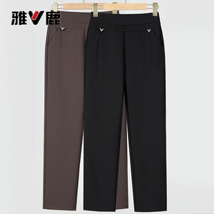 子春秋款 加绒厚长裤 高腰女裤 宽松直筒休闲裤 秋冬季 雅鹿中年妈妈裤