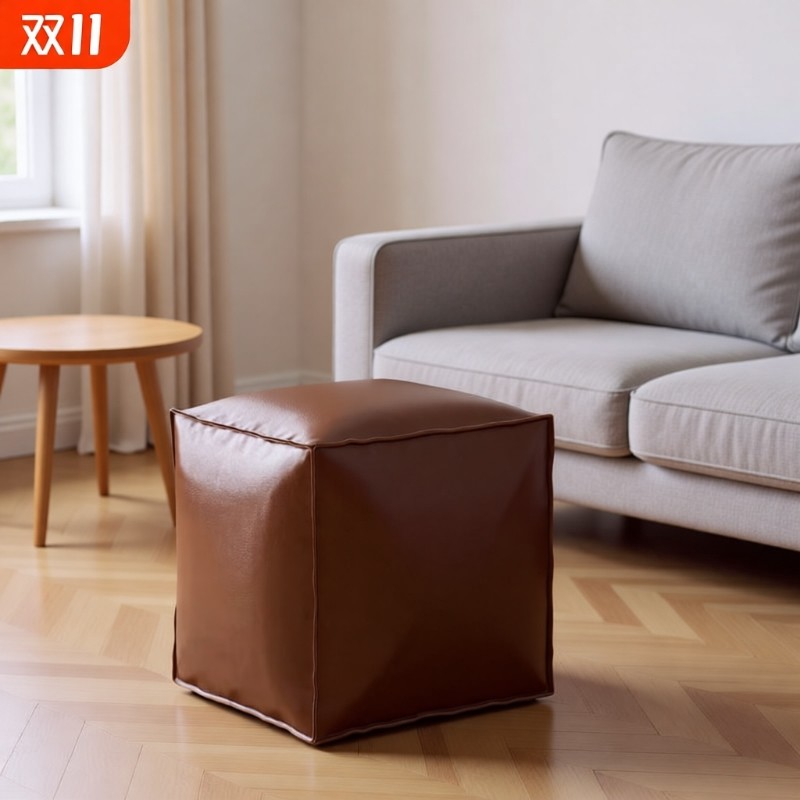 皮墩子收纳旧衣服矮凳轻奢风卧室收纳袋客厅卧室换鞋凳懒人沙发
