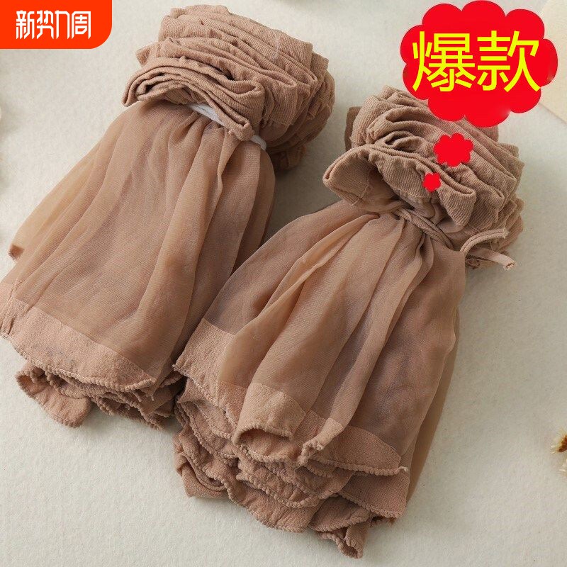 春秋丝袜女士短袜夏季薄款透气水晶袜子肉色透明高弹包芯丝短筒袜