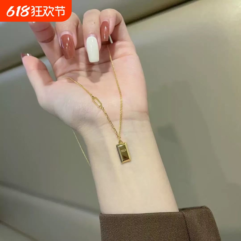 爆款越南沙金项链女暴富小金条小金砖吊坠2025新款不掉色礼物佳品