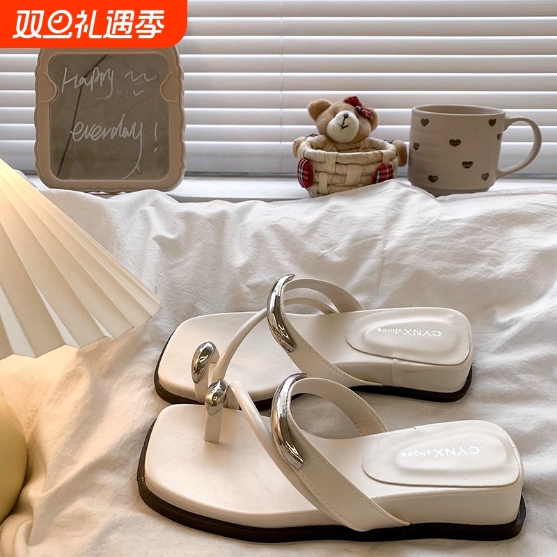 法式气质套趾拖鞋女夏外穿2025新款高级感凉鞋厚底百搭坡跟凉拖鞋