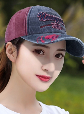 棒球帽帽子女百搭高档鸭舌帽户外防晒遮阳帽大脸显瘦女潮红色宽檐