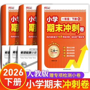小学期末冲刺卷 2026新版一年级下册期末测试卷人教版 二年级三年级语文数学期末卷 复习冲刺卷 总复习冲刺100分试卷 二下一下综合