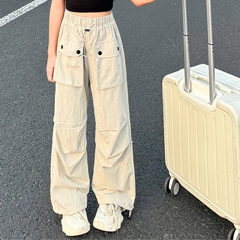 女童工装裤夏薄款2025新款儿童夏季长裤女中大童夏装炸街洋气裤子