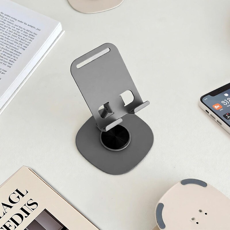 ins高级灰金属手机桌面支架360度旋转折叠支架宿舍手机追剧直播