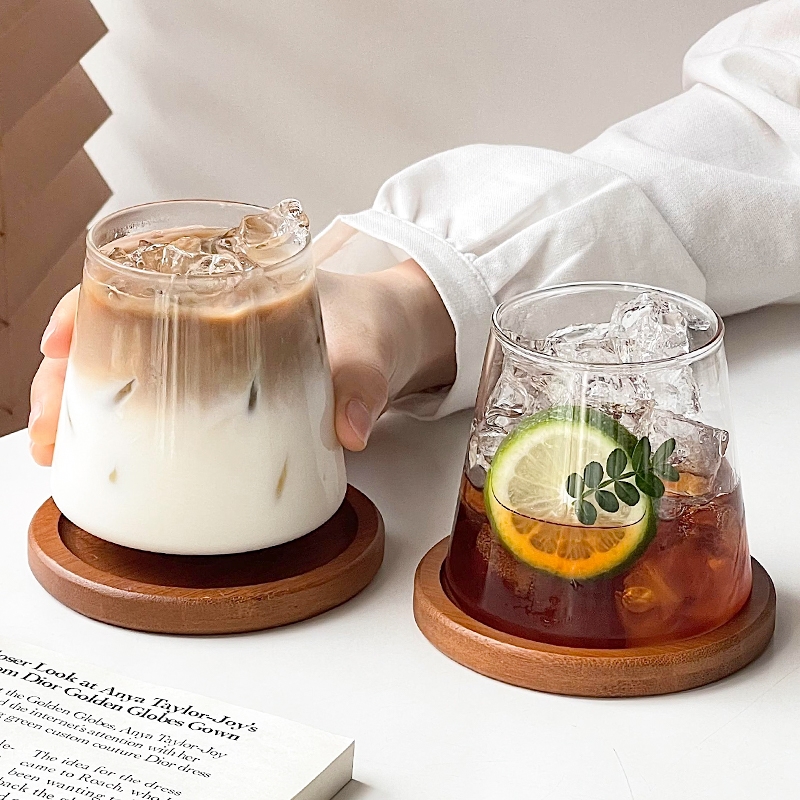 日式富士山杯高颜值家用耐高温简约透明冰美式牛奶咖啡杯玻璃杯子