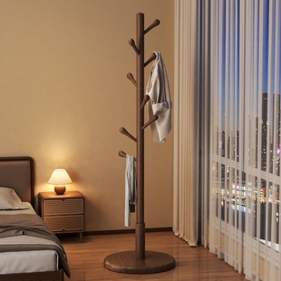 实木衣架落地衣帽架卧室家用挂衣架简易立式 宿舍入户玄关挂包架子