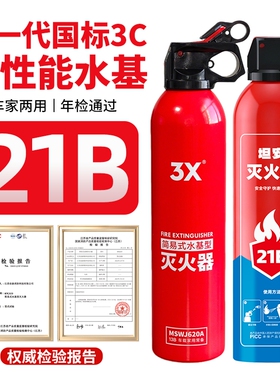 车载灭火器家用小型3C认证私家车用防爆便携水基21B固定消防国标