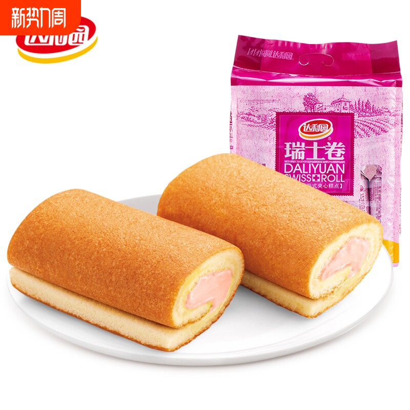 达利园瑞士卷草莓味240g蛋糕健康早餐充饥解馋点心糕点小零食西式