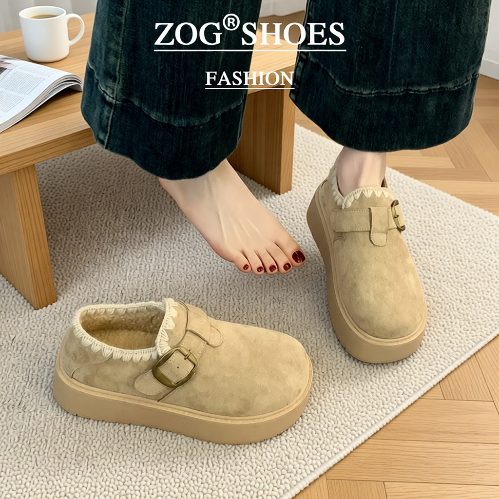 厚底勃肯鞋女2025新款秋冬加绒豆豆鞋保暖雪地靴一脚蹬懒人棉鞋子