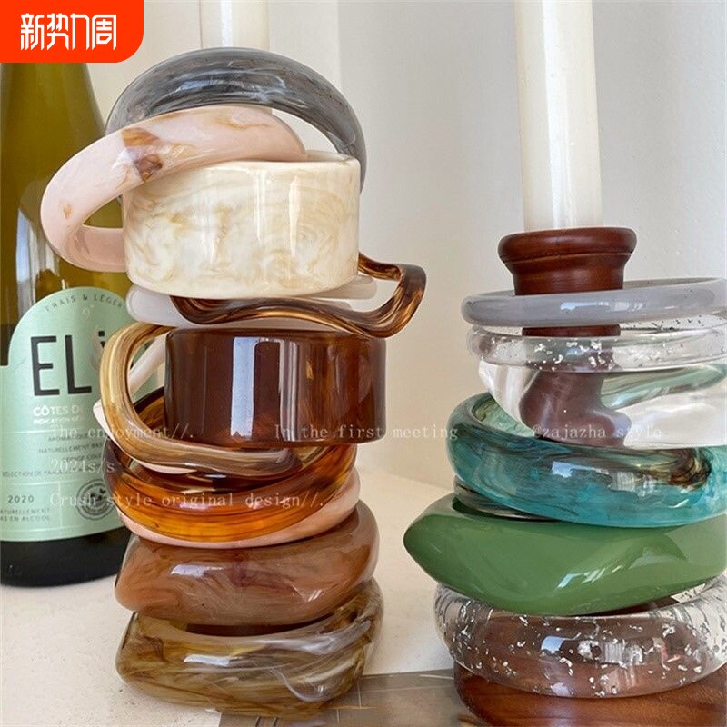 不规则亚克力醋酸手镯女夏复古几何ins小众设计学生闺蜜手饰原创