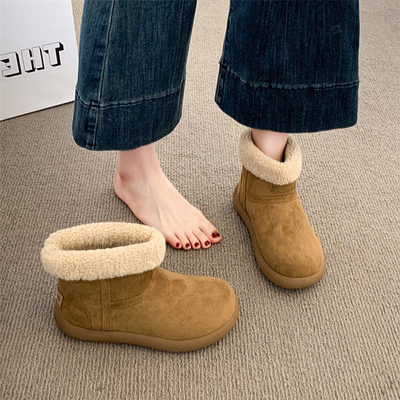 平底雪地靴女款加绒小土豆勃肯短靴子2025新款冬季毛毛东北大棉鞋