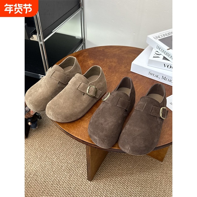 厚底全包勃肯鞋一脚蹬博肯单鞋女2025新款秋丑萌乐福豆豆鞋鞋子