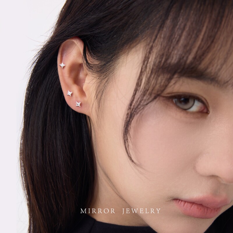 小麋人「星烁」999银简约星芒耳钉女防丢耳环耳饰耳骨钉小众新