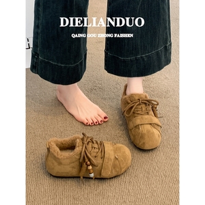 厚底勃肯鞋女款2025新款冬季爆款加绒加厚保暖雪地靴豆豆毛毛棉鞋