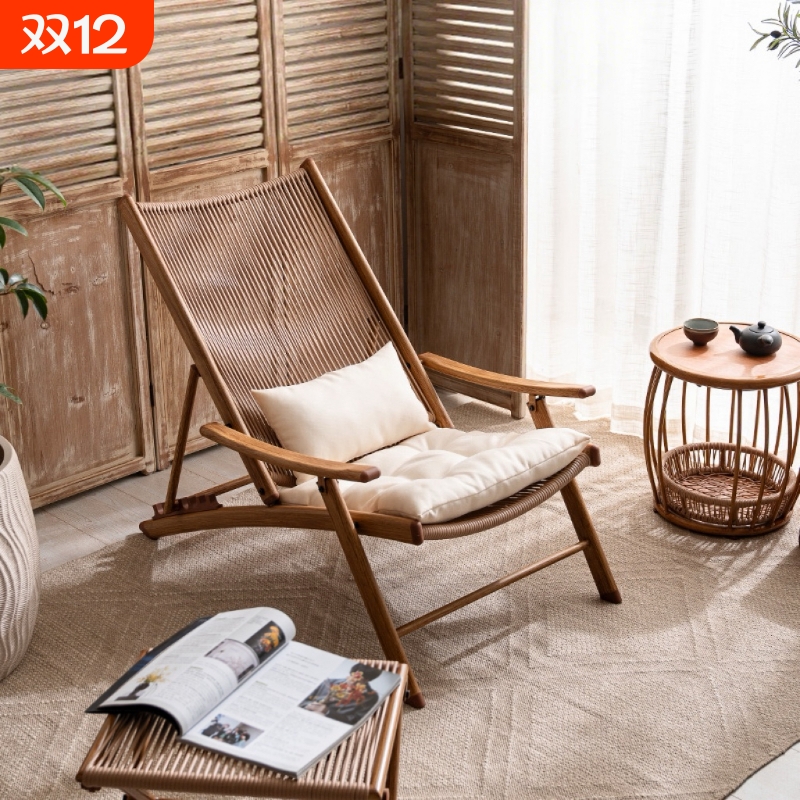 阳台小桌椅民宿客栈休闲椅子编藤椅午休折叠躺椅庭院花园户外桌椅