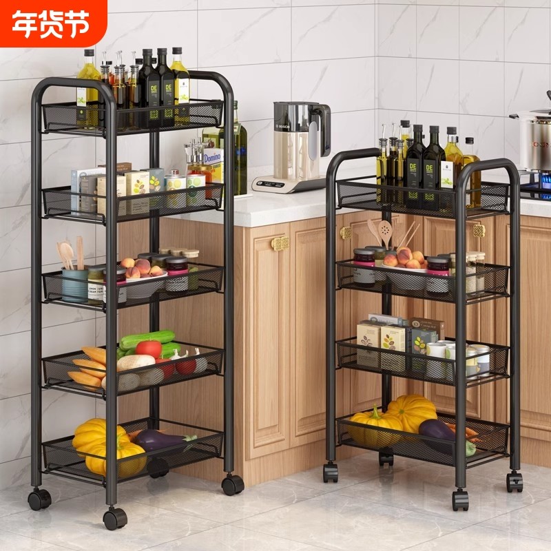 置物架家用收纳架子落地多层用品小推车多功能蔬菜篮旋转客厅果蔬