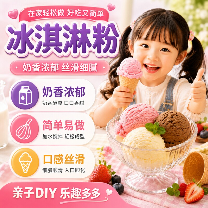 儿童冰淇淋粉家用自制冰激凌雪糕粉甜筒专用原料DIY官方旗舰店