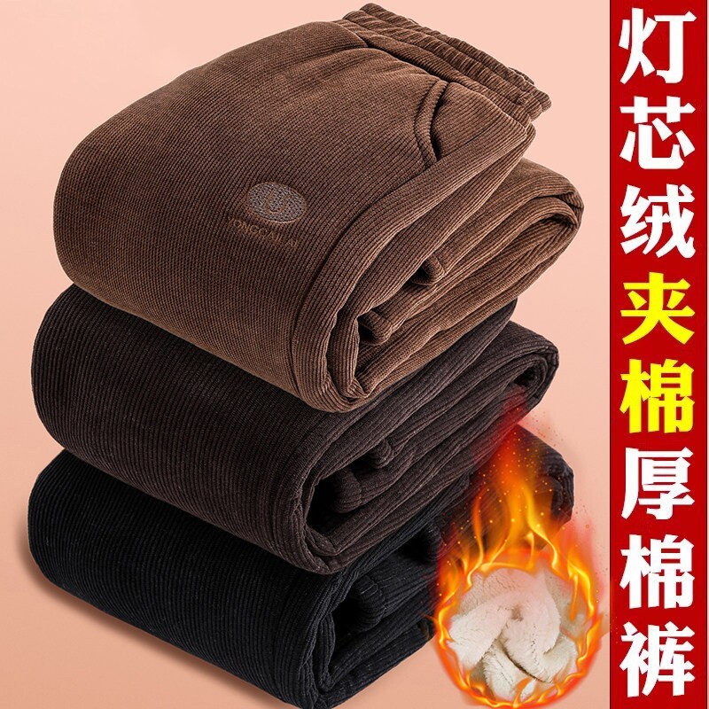 灯芯绒妈妈冬季棉裤外穿加绒加厚裤子女秋冬中老年人奶奶宽松大码