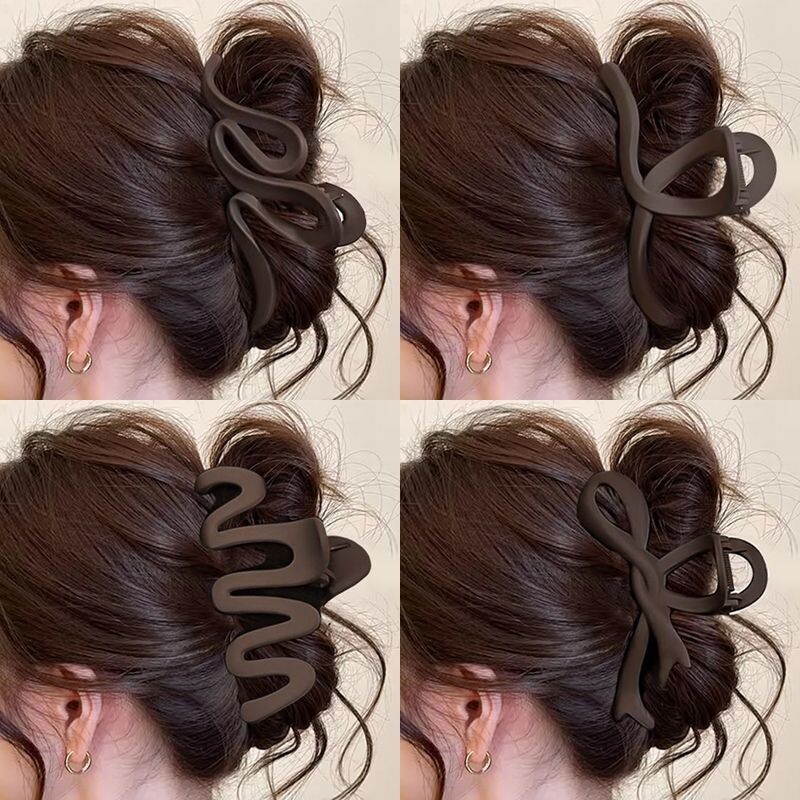 咖色磨砂抓夹鲨鱼夹女大号发夹发量多盘发夹子头饰发抓后脑勺发卡