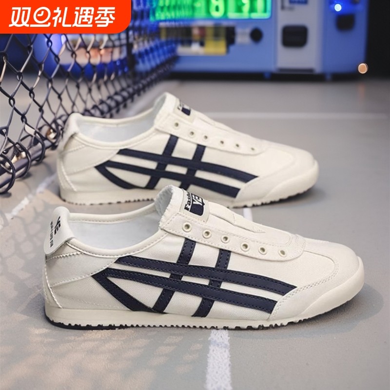 阿甘男鞋2025新款春季一脚蹬懒人小白鞋运动休闲轻便软底工作板鞋