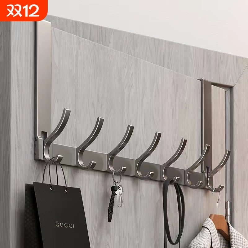 门后挂钩挂衣架免打孔门背式置物收纳架入户门上挂架壁挂强力浴室