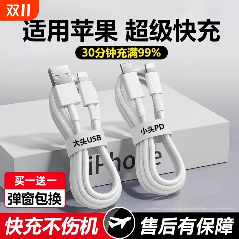 驯龙师 适用苹果iPhone16数据线14充电线器13手机15promax11车载USB加长2米XR冲电8plus短ipad闪充PD快充平板