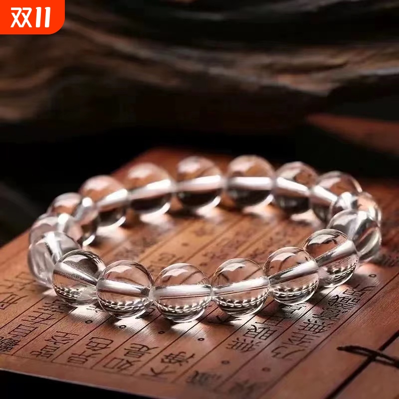 爆款白水晶手链东海水晶原创紫水晶海蓝宝石小众简约夏季女手串仿