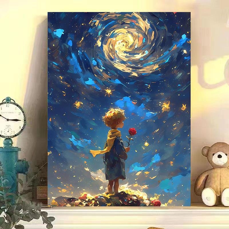 星空小王子diy数字油画2025新款高级感填色画治愈解压手绘装饰
