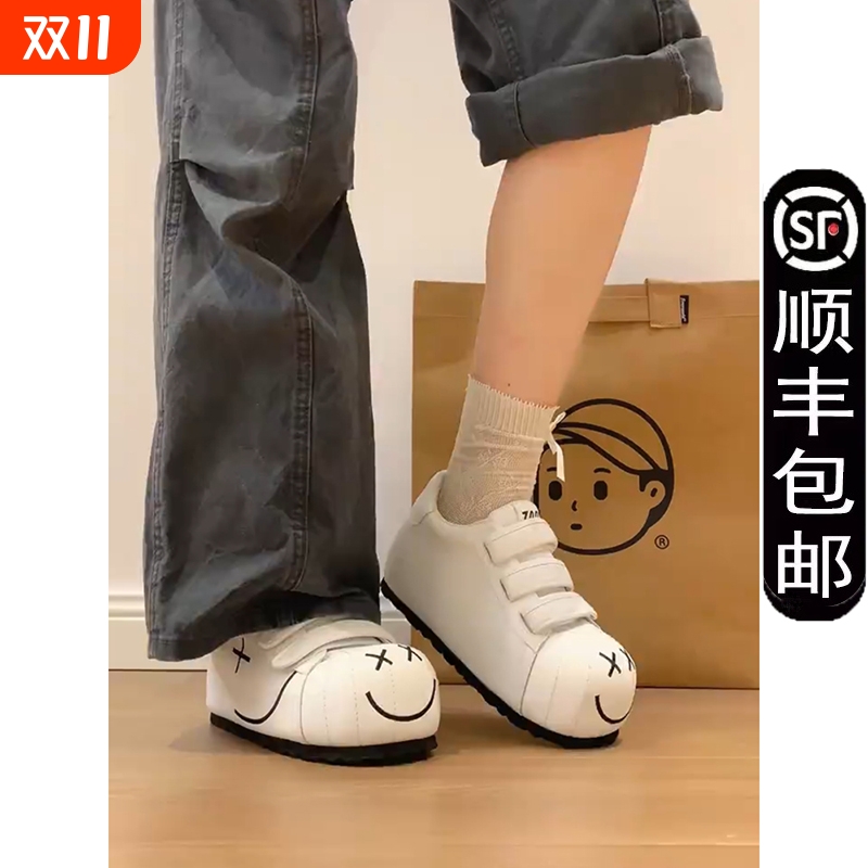 秋季胖乎乎呆萌大头鞋女小白鞋2025韩国新款时尚魔术贴运动休闲鞋