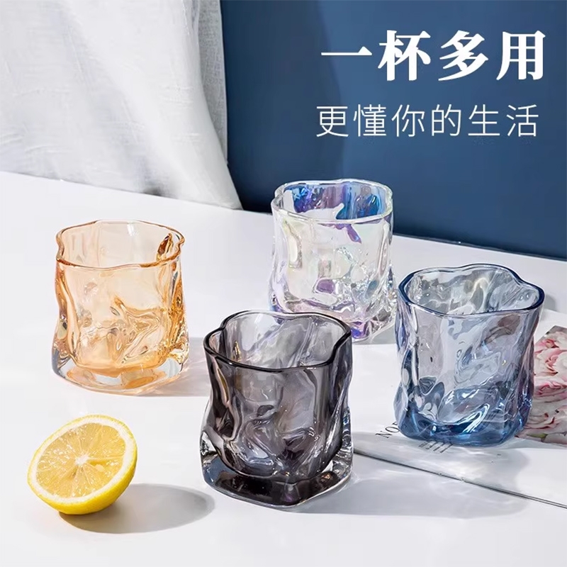 高级感扭扭玻璃杯家用喝水杯家庭杯子客厅耐高温茶杯待客杯具套装