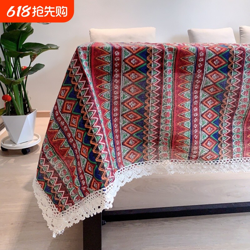 田园云南民族风涤棉波西米亚复古餐桌布布料台布茶几长方形圆桌布
