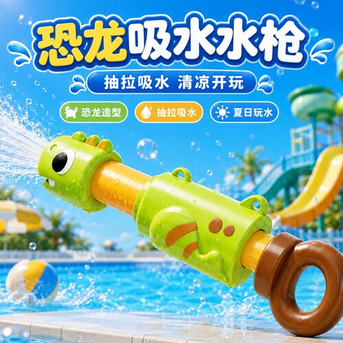 新款儿童抽拉式水枪玩具高压喷水滋呲水枪远射程漂流打水仗炮装备
