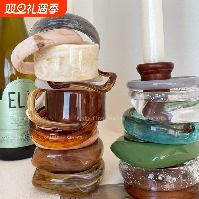 不规则亚克力醋酸手镯女夏复古几何ins小众设计学生闺蜜手饰原创