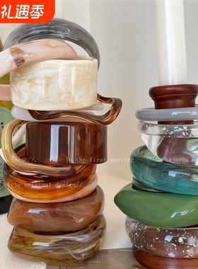 不规则亚克力醋酸手镯女夏复古几何ins小众设计学生闺蜜手饰原创