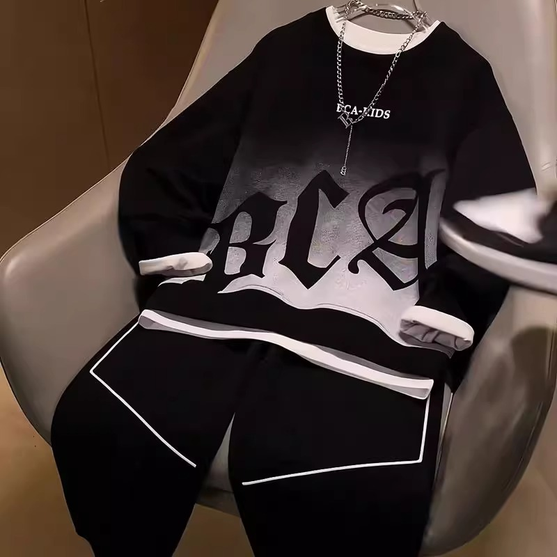 男童秋冬装加绒套装2025新款帅气中大童装春秋款运动衣服时髦男孩