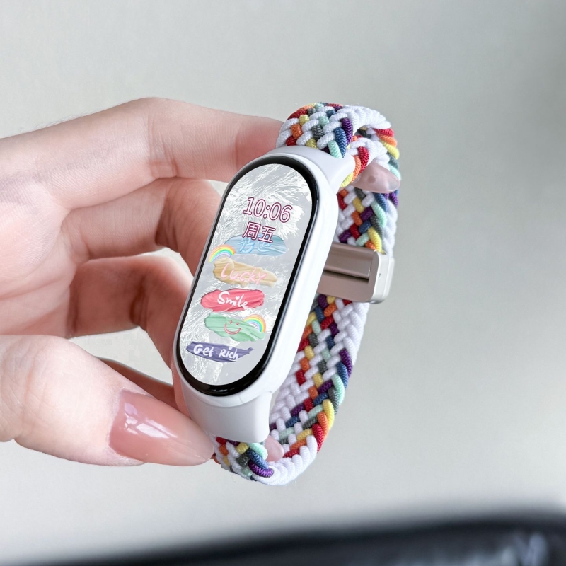 适用小米手环10表带9尼龙编织磁吸高级8NFC版运动陶瓷版八九十代腕带时尚新款透气智能男女秋冬款腕带配件